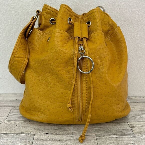 Bueno Vegan Leather Ostrich Print Embossed Hobo Bag - Picture 1 of 13